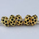 100X WHOLESALE BLACK CRYSTAL GOLD SPACER EUROPEAN CHARM BEADS FINDINGS