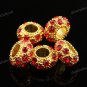 100X WHOLESALE RED CRYSTAL GOLD SPACER EUROPEAN CHARM BEADS FINDINGS