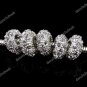 5PCS CLEAR CRYSTAL SILVER SPACER BIG HOLE CHARM BEADS FINDINGS FIT BRACELET