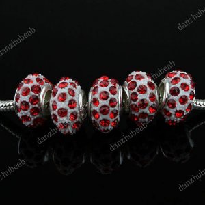 20PCS RED CRYSTAL RESIN EUROPEAN CHARM BEADS FINDINGS WHOLESALE