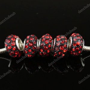 20PCS RED CRYSTAL RESIN EUROPEAN BIG HOLE CHARM BEADS FINDINGS WHOLESALE