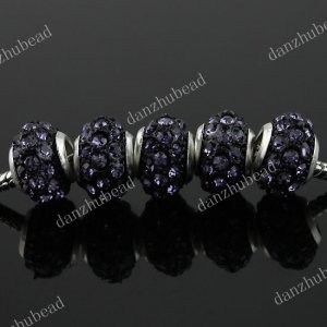 20PCS VIOLET CRYSTAL RESIN EUROPEAN BIG HOLE CHARM BEADS FINDINGS WHOLESALE