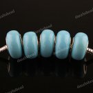 20X WHOLESALE OCEAN BLUE POLYMER CLAY EUROPEAN CHARM BEADS JEWELRY FINDINGS