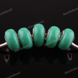 20X WHOLESALE GREEN POLYMER CLAY EUROPEAN CHARM BEADS FIT BRACELET