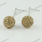 1 PAIR LIGHT GOLDEN SWAROVSKI CRYSTAL TRUE 925 SILVER BALL DANGLE EARRINGS 10 MM