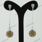1 PAIR LIGHT GOLDEN SWAROVSKI CRYSTAL TRUE 925 SILVER BALL DANGLE EARRINGS 10 MM