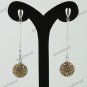 1 PAIR LIGHT GOLDEN SWAROVSKI CRYSTAL TRUE 925 SILVER BALL DANGLE EARRINGS 10 MM