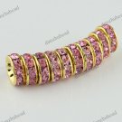50X PINK CRYSTAL GOLD SPACER LOOSE BEADS JEWELRY FINDINGS WHOLESALE LOT 10MM