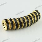 50X BLACK CRYSTAL GOLD SPACER LOOSE BEADS JEWELRY FINDINGS WHOLESALE LOT 10MM