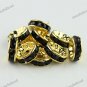 50X BLACK CRYSTAL GOLD SPACER LOOSE BEADS JEWELRY FINDINGS WHOLESALE LOT 10MM