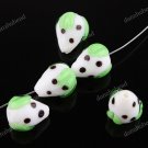 20X WHITE STRAWBERRY LAMPWORK GLASS LOOSE BEADS JEWELRY FINDINGS WHOLESALE