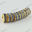 50X LIGHT BLUE CRYSTAL GOLD SPACER LOOSE BEADS JEWELRY FINDINGS WHOLESALE 10MM