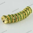 50X LIGHT GREEN CRYSTAL GOLD SPACER LOOSE BEADS JEWELRY FINDINGS WHOLESALE 10MM