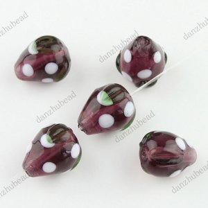 20X PURPLE STRAWBERRY LAMPWORK GLASS LOOSE BEADS JEWELRY FINDINGS WHOLESALE