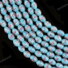35PCS LAKE BLUE LAMPWORK GLASS RICE LOOSE BEADS STRAND 8X10MM