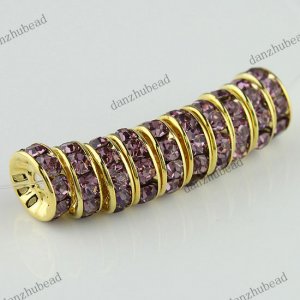 50X LIGHT PURPLE CRYSTAL GOLD SPACER LOOSE BEADS JEWELRY FINDINGS WHOLESALE 10MM