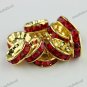 50X RED CRYSTAL GOLD SPACER LOOSE BEADS JEWELRY FINDINGS WHOLESALE 10MM