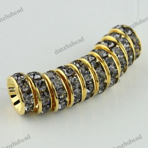 50X GREY CRYSTAL GOLD SPACER LOOSE BEADS JEWELRY FINDINGS WHOLESALE 10MM