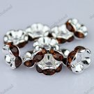 50X COFFEE CRYSTAL SILVER SPACER LOOSE BEADS JEWELRY FINDINGS WHOLESALE LOTS 8MM