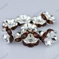 50X COFFEE CRYSTAL SILVER SPACER LOOSE BEADS JEWELRY FINDINGS WHOLESALE LOTS 8MM