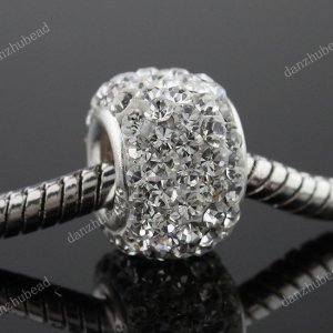 SWAROVSKI CRYSTAL 925 STERLING SILVER SQUARE EUROPEAN BIG HOLE CHARM BEAD
