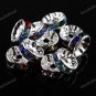 50PCS MULTICOLOR CRYSTAL SILVER SPACER LOOSE BEADS FINDINGS WHOLESALE 10MM