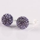 SILVER STICK LAVENDER SWAROVSKI CRYSTAL EARRINGS 8MM
