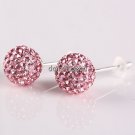 TRUE SILVER STICK PINK SWAROVSKI CRYSTAL EARRINGS 8MM
