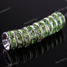 50PCS LIGHT GREEN CRYSTAL SILVER SPACER LOOSE BEADS FINDINGS WHOLESALE 10MM