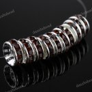 50PCS COFFEE CRYSTAL SILVER SPACER LOOSE BEADS FINDINGS WHOLESALE 10MM
