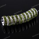 50PCS OLIVE CRYSTAL SILVER SPACER LOOSE BEADS FINDINGS WHOLESALE 10MM