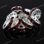 50PCS DEEP RED CRYSTAL SILVER SPACER LOOSE BEADS FINDINGS WHOLESALE 10MM