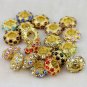 100X MIXED COLOR CRYSTAL GOLDEN SPACER EUROPEAN CHARM BEADS FINDINGS WHOLESALE