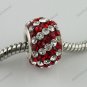 RED DIAGONAL SWAROVSKI CRYSTAL 925 SILVER CHARM BEAD