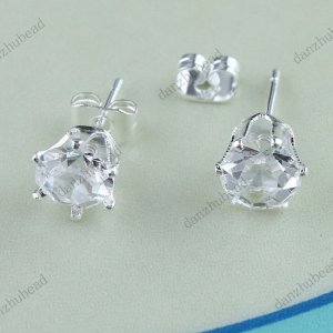 1 PAIR CLEAR CRYSTAL RHINESTONE  BALL STUD FASHION EARRING 6 MM