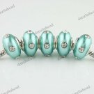 20X WHOLESALE CLEAR CRYSTAL TURQUOISE POLYMER CLAY EUROPEAN CHARM LOOSE BEADS