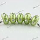 20X WHOLESALE CLEAR CRYSTAL OLIVE POLYMER CLAY EUROPEAN CHARM LOOSE BEADS
