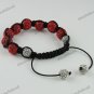ADJUSTABLE MACRAME RED CRYSTAL DISCO BALL BRACELET