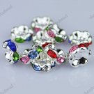 50X MULTICOLOR CRYSTAL SILVER SPACER LOOSE BEADS DIY FINDINGS WHOLESALE LOTS 8MM