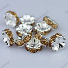 50X LIGHT GOLDEN CRYSTAL SILVER SPACER LOOSE BEADS FINDINGS WHOLESALE LOTS 8MM