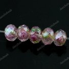 50X PINK LAMPWORK GLASS FACETED SPACER LOOSE BEADS JEWELRY FINDINGS 7X11MM