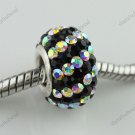 COLORFUL DIAGONAL SWAROVSKI CRYSTAL SILVER CHARM BEAD
