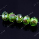 50X GREEN LAMPWORK GLASS FACETED SPACER LOOSE BEADS FINDINGS WHOLESALE 7X11MM