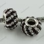 DEEP RED DIAGONAL SWAROVSKI CRYSTAL SILVER CHARM BEAD