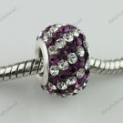 DEEP PURPLE DIAGONAL SWAROVSKI CRYSTAL 925 SILVER BEAD