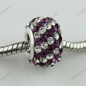 DEEP PURPLE DIAGONAL SWAROVSKI CRYSTAL 925 SILVER BEAD
