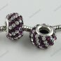 DEEP PURPLE DIAGONAL SWAROVSKI CRYSTAL 925 SILVER BEAD