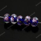 50X BLUE LAMPWORK GLASS FACETED SPACER LOOSE BEADS FINDINGS WHOLESALE 7X11MM