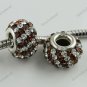COFFEE DIAGONAL SWAROVSKI CRYSTAL SILVER CHARM BEAD