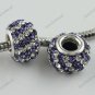 LAVENDER DIAGONAL SWAROVSKI CRYSTAL SILVER CHARM BEAD